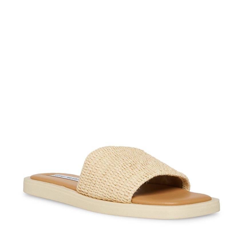 Beige Steve Madden Leigh Natural Women\'s Slides | PH 2059ICX